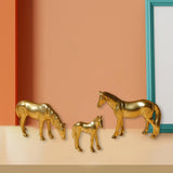 Maxbell 3Pcs Resin Small Horse Miniatures Figurines Micro Animal Statues for Desktop Gold