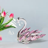 Maxbell Crystal Figurines Swan Decor Statue Free Standing for Wedding Birthday Pink