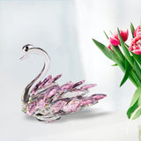 Maxbell Crystal Figurines Swan Decor Statue Free Standing for Wedding Birthday Pink