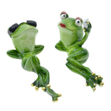 Maxbell 2 Pieces Funny Couple Frog Figurines Animal Statue Resin Desktop Decoration