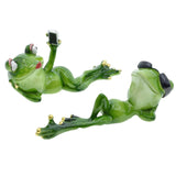Maxbell 2 Pieces Funny Couple Frog Figurines Animal Statue Resin Desktop Decoration