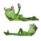 Maxbell 2 Pieces Funny Couple Frog Figurines Animal Statue Resin Desktop Decoration