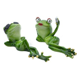 Maxbell 2 Pieces Funny Couple Frog Figurines Animal Statue Resin Desktop Decoration