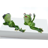Maxbell 2 Pieces Funny Couple Frog Figurines Animal Statue Resin Desktop Decoration