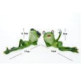 Maxbell 2 Pieces Funny Couple Frog Figurines Animal Statue Resin Desktop Decoration