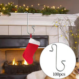 Maxbell 100x Christmas Ornament Hooks Christmas Tree Hangers Heavy Duty Home Silver