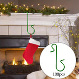 Maxbell 100x Christmas Ornament Hooks Christmas Tree Hangers Heavy Duty Home Green
