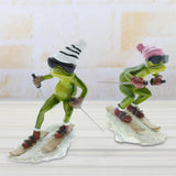 Maxbell Couple Frog Statue Tabletop Ornament Resin Skiing Frog Figurines Home Decor