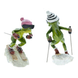 Maxbell Couple Frog Statue Tabletop Ornament Resin Skiing Frog Figurines Home Decor