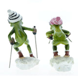 Maxbell Couple Frog Statue Tabletop Ornament Resin Skiing Frog Figurines Home Decor