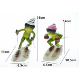 Maxbell Couple Frog Statue Tabletop Ornament Resin Skiing Frog Figurines Home Decor