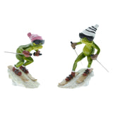 Maxbell Couple Frog Statue Tabletop Ornament Resin Skiing Frog Figurines Home Decor
