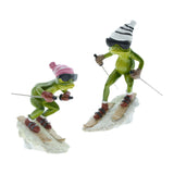 Maxbell Couple Frog Statue Tabletop Ornament Resin Skiing Frog Figurines Home Decor