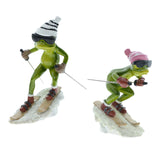 Maxbell Couple Frog Statue Tabletop Ornament Resin Skiing Frog Figurines Home Decor