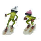 Maxbell Couple Frog Statue Tabletop Ornament Resin Skiing Frog Figurines Home Decor