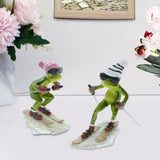 Maxbell Couple Frog Statue Tabletop Ornament Resin Skiing Frog Figurines Home Decor