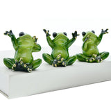 Maxbell 3Pcs Creative Frog Figurines Frog Sculpture Modern for Home Hotel Decoration
