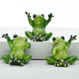 Maxbell 3Pcs Creative Frog Figurines Frog Sculpture Modern for Home Hotel Decoration