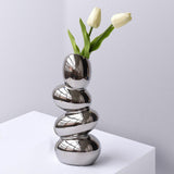 Maxbell Ceramic Vase Flower Pot Floral Arrangement Abstract Crafts for Desktop