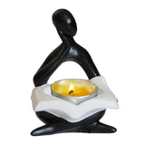 Maxbell Nordic Candle Holder Thinker Statue Resin Figurine Home Party Decoration Black Thinker