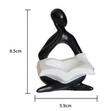 Maxbell Nordic Candle Holder Thinker Statue Resin Figurine Home Party Decoration Black Thinker