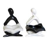 Maxbell Nordic Candle Holder Thinker Statue Resin Figurine Home Party Decoration Black Thinker