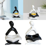 Maxbell Nordic Candle Holder Thinker Statue Resin Figurine Home Party Decoration Black Thinker