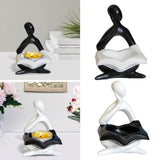 Maxbell Nordic Candle Holder Thinker Statue Resin Figurine Home Party Decoration Black Thinker