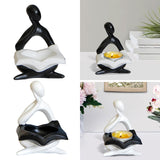 Maxbell Nordic Candle Holder Thinker Statue Resin Figurine Home Party Decoration Black Thinker