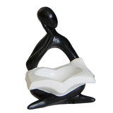 Maxbell Nordic Candle Holder Thinker Statue Resin Figurine Home Party Decoration Black Thinker