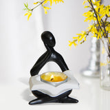 Maxbell Nordic Candle Holder Thinker Statue Resin Figurine Home Party Decoration Black Thinker