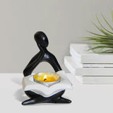 Maxbell Nordic Candle Holder Thinker Statue Resin Figurine Home Party Decoration Black Thinker