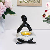 Maxbell Nordic Candle Holder Thinker Statue Resin Figurine Home Party Decoration Black Thinker
