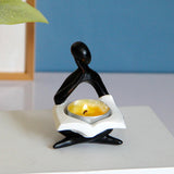 Maxbell Nordic Candle Holder Thinker Statue Resin Figurine Home Party Decoration Black Thinker
