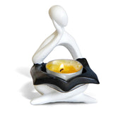 Maxbell Nordic Candle Holder Thinker Statue Resin Figurine Home Party Decoration White Thinker
