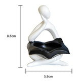 Maxbell Nordic Candle Holder Thinker Statue Resin Figurine Home Party Decoration White Thinker