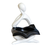 Maxbell Nordic Candle Holder Thinker Statue Resin Figurine Home Party Decoration White Thinker