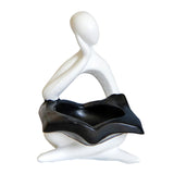 Maxbell Nordic Candle Holder Thinker Statue Resin Figurine Home Party Decoration White Thinker