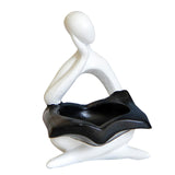 Maxbell Nordic Candle Holder Thinker Statue Resin Figurine Home Party Decoration White Thinker