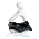 Maxbell Nordic Candle Holder Thinker Statue Resin Figurine Home Party Decoration White Thinker
