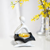 Maxbell Nordic Candle Holder Thinker Statue Resin Figurine Home Party Decoration White Thinker
