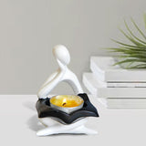Maxbell Nordic Candle Holder Thinker Statue Resin Figurine Home Party Decoration White Thinker