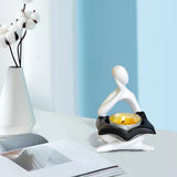 Maxbell Nordic Candle Holder Thinker Statue Resin Figurine Home Party Decoration White Thinker