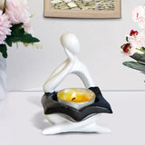Maxbell Nordic Candle Holder Thinker Statue Resin Figurine Home Party Decoration White Thinker