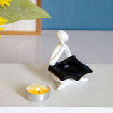 Maxbell Nordic Candle Holder Thinker Statue Resin Figurine Home Party Decoration White Thinker