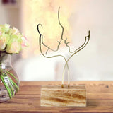 Maxbell Abstract Face Sculpture Creative Couple Statue Ornament Decoration Gold