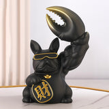Maxbell Creative Big Arm Lucky Dog Figurine Resin Statue Crafts Decoration Desk Black