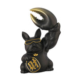 Maxbell Creative Big Arm Lucky Dog Figurine Resin Statue Crafts Decoration Desk Black