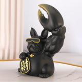 Maxbell Creative Big Arm Lucky Dog Figurine Resin Statue Crafts Decoration Desk Black