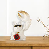 Maxbell Creative Big Arm Lucky Dog Figurine Resin Statue Crafts Decoration Desk White